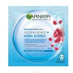 Маска для лица тканевая, Garnier (Гарньер) 32 г 1 шт Скин Нейчералс увлажнение + аква бомба даже для обезвоженной кожи гранат